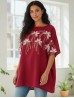 Stitched Flower Design Fashion Flowy Top